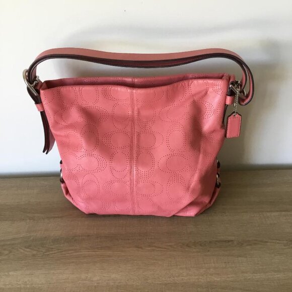 COACH Signature C Perforated Leather Convertible Crossbody Shoulder Hobo Bag - Picture 3 of 9